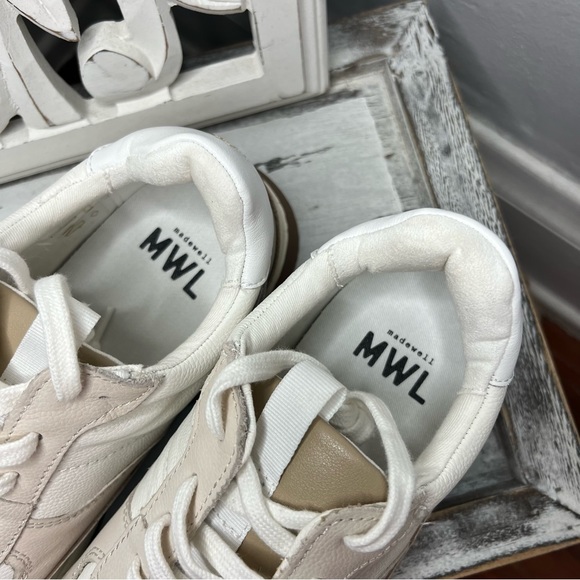 Madewell Kickoff Trainer Sneakers Size 9 Leather Antique Cream Multi NWOT - Picture 12 of 14